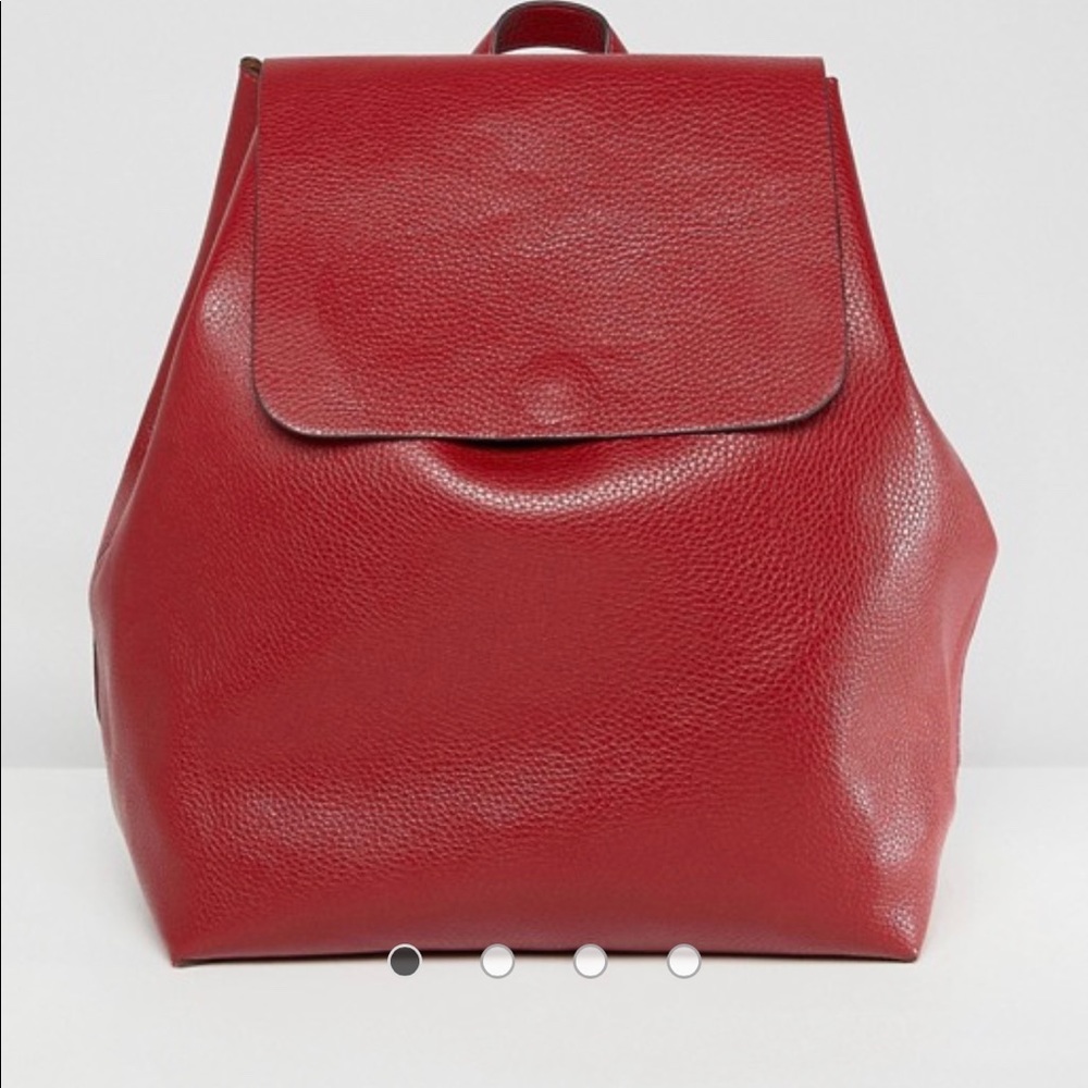 STREET LEVEL by ASOS Red Leather Backpack